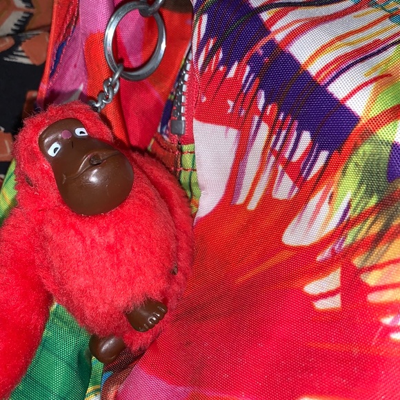 RARE! KIPLING Backpack Tropical Paint Spatter w the signature PLUSH MONKEY! - Picture 2 of 12